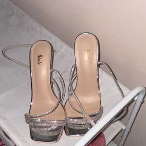 SHEIN Silver Rhinestone Heels